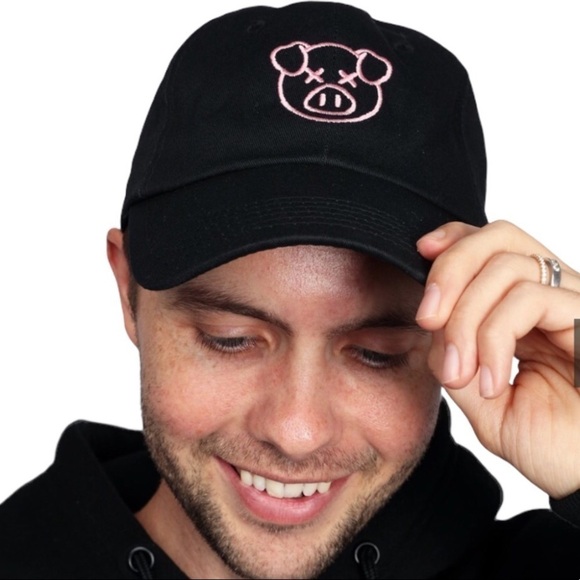 Shane Dawson Pig Hat Merch Logo Dad Hat Cap Black Pink Adjustable - Picture 7 of 7